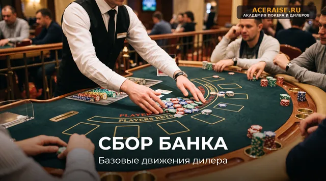 Техника работы дилера: как собирать фишки в банк после префлопа и формировать флоп