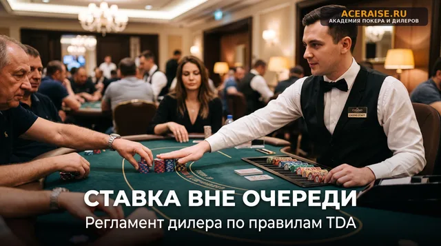 Ошибки дилера на префлопе: регламент работы со ставками вне очереди и устными заявлениями