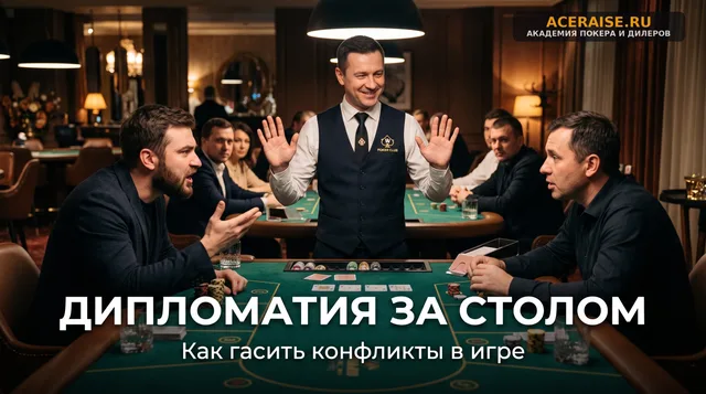Управление атмосферой за столом: как дилеру мягко гасить конфликты между игроками без вызова флора