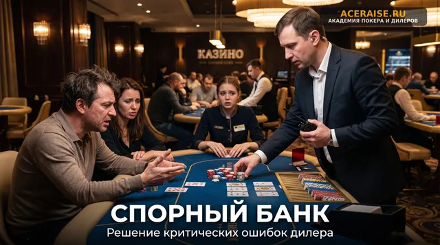 Разбор спорных финансовых ситуаций: что делать флору, если дилер допустил ошибку в расчете банка и раздал фишки не тому игроку