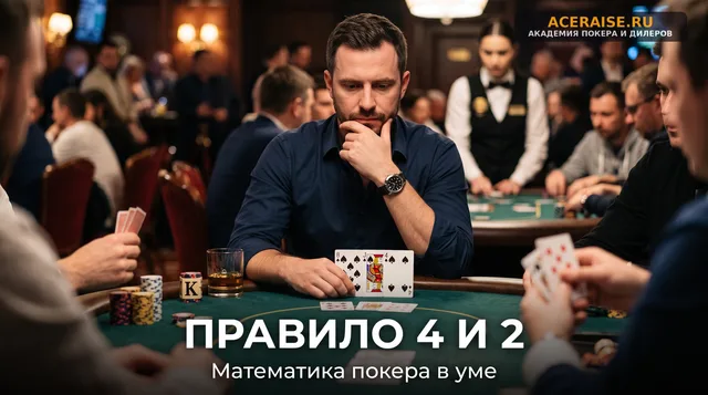Правило 4 и 2: как быстро считать вероятность собрать флеш или стрит на постфлопе