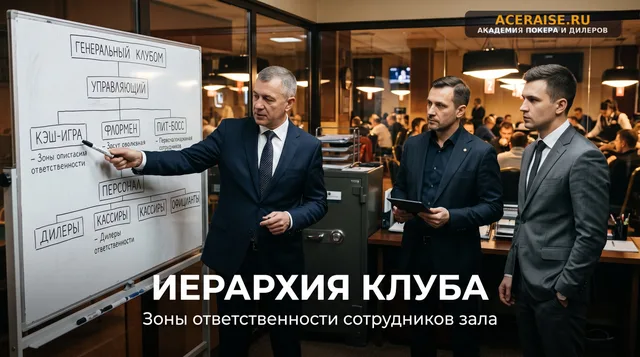 Иерархия персонала в покерном клубе: зоны ответственности дилеров, инспекторов, флоров и пит-боссов