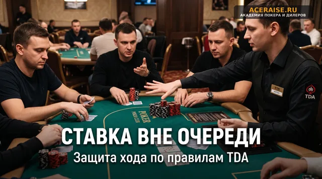Спорные механические ситуации: действия дилера при ставках вне очереди и подозрении на крап карт