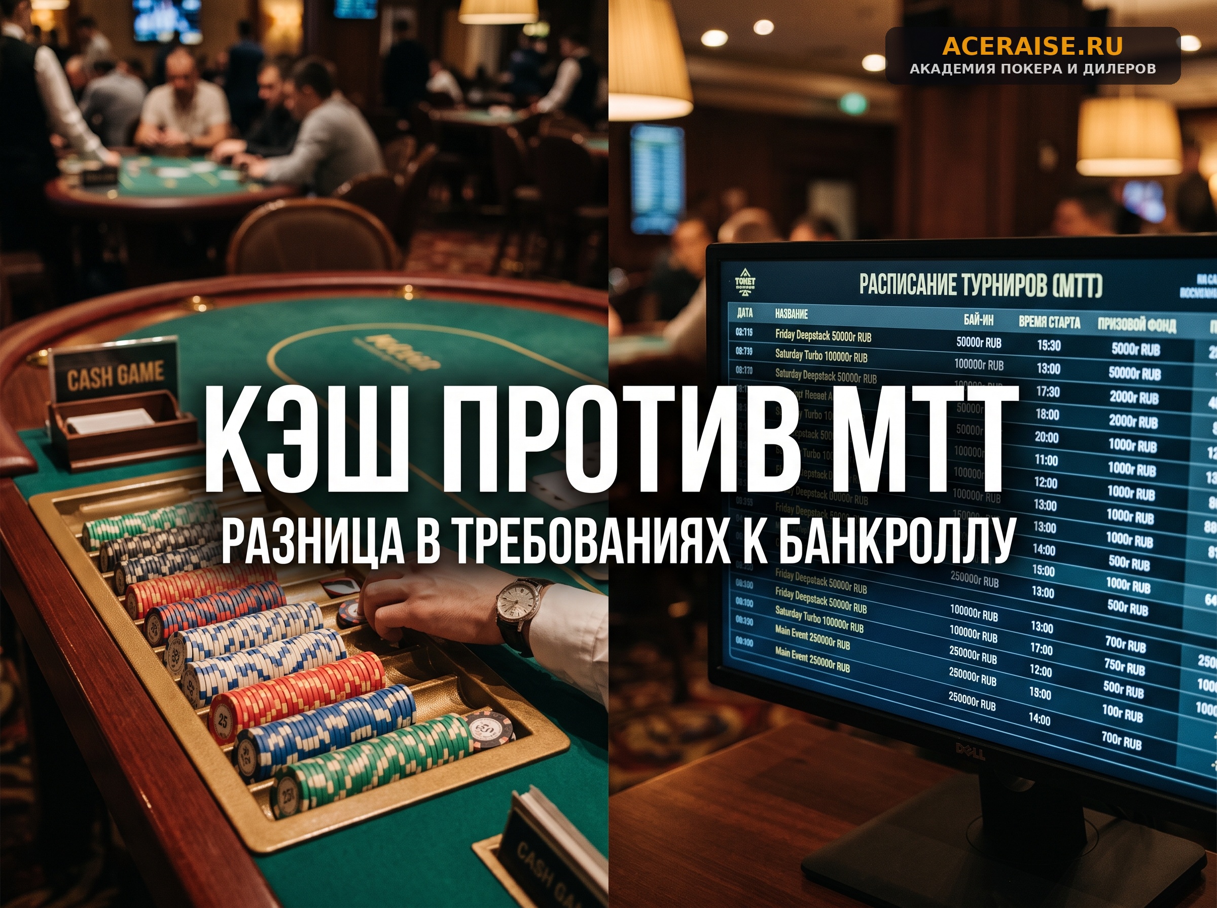 БРМ в кэш-играх против МТТ-турниров: в чем ключевая разница и сколько бай-инов вам нужно